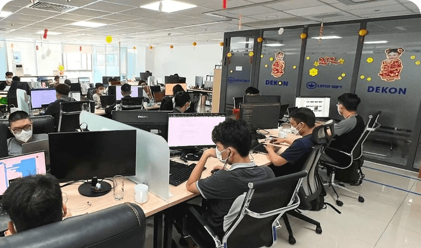 Modern office setting with professional developers